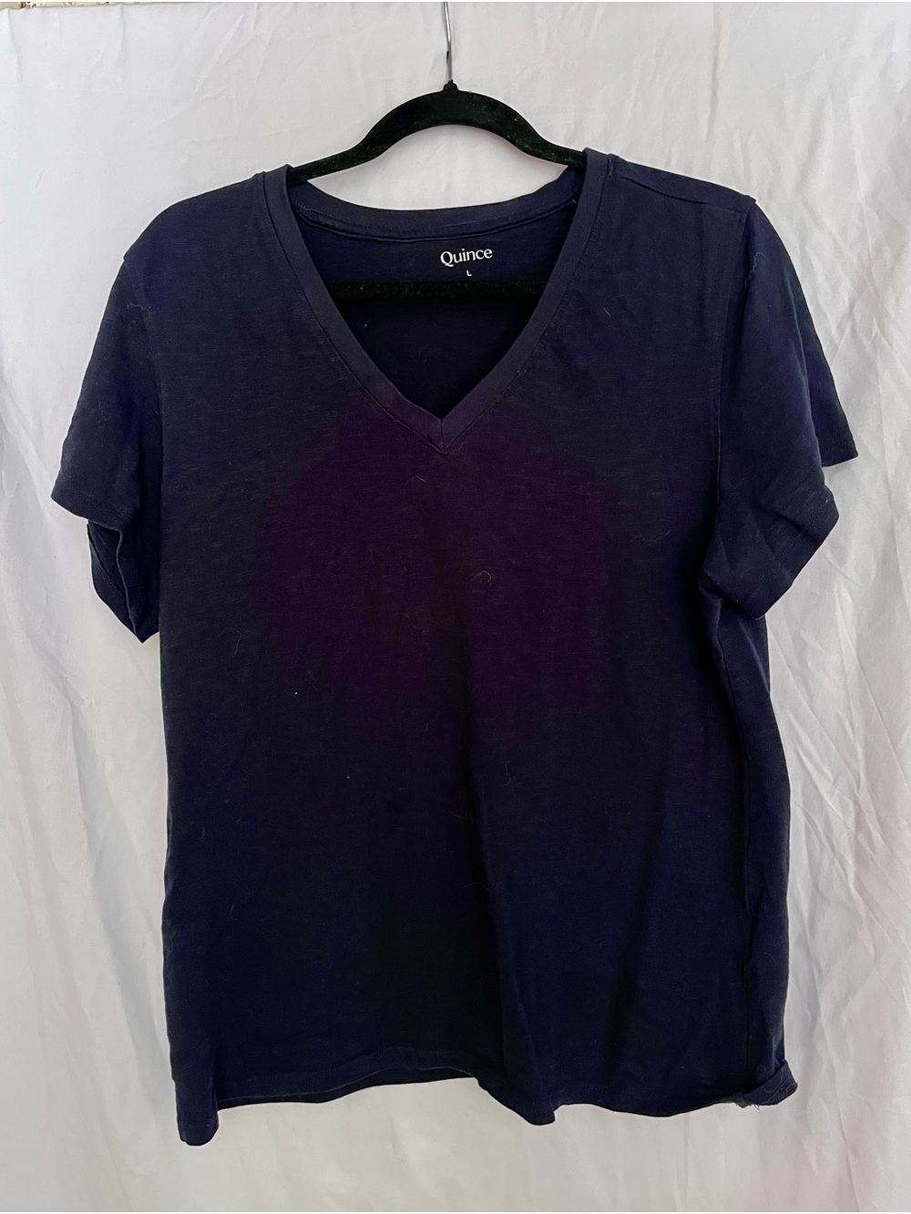 Quince Deep Navy V-Neck Short Sleeve Tee